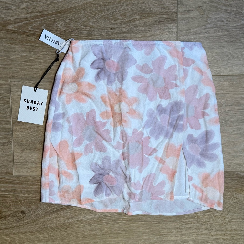 Aritzia Sunday Best Floral Mini Skirt - Pink and Orange